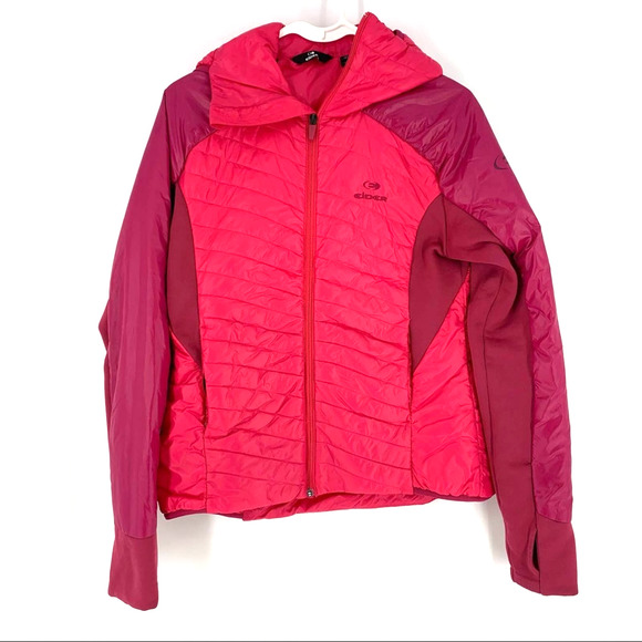 Eider Jackets & Blazers - EIDER Women's size 8 Pink Hooded Puffer Jacket Outdoor Hiking Active Thumb Holes